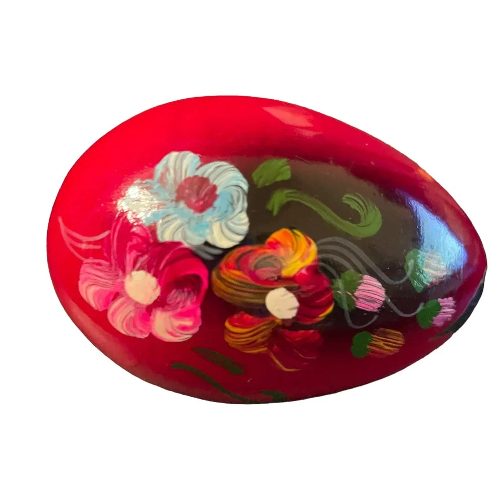 Vintage Hand Painted Eggs with Christmas Florals and Poinsettias Made in Ecuador